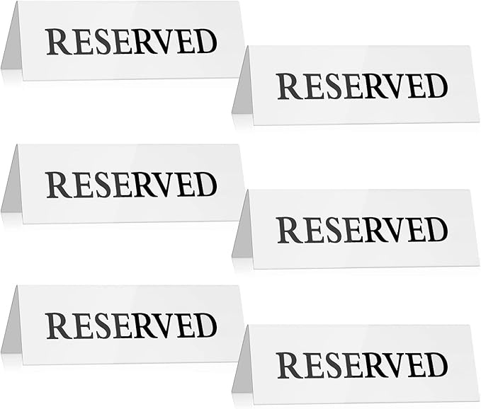 6 Pieces Plastic Reserved Table Sign Table Tent Wedding Guest Reservation Seat by Maitys