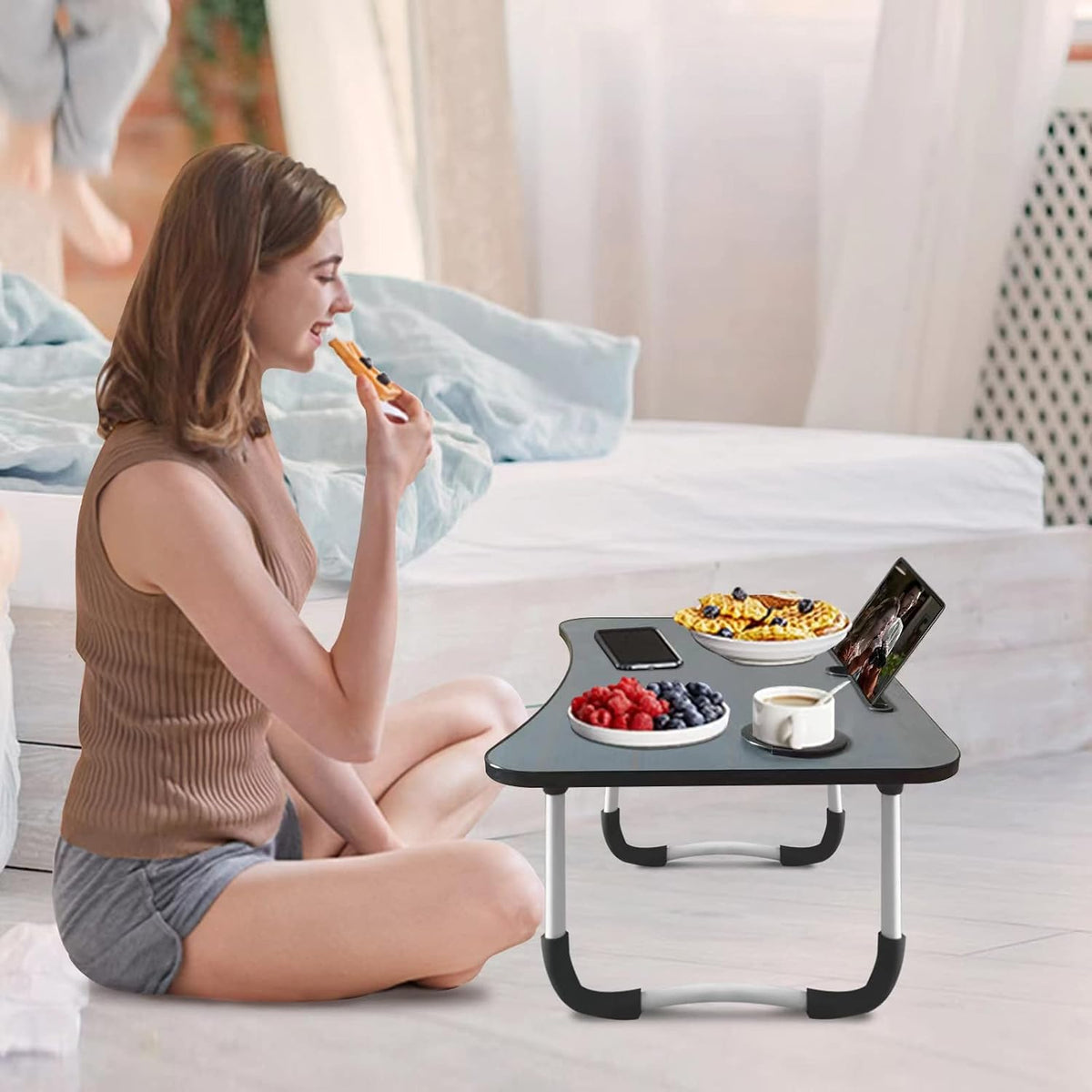 Laptop Desk Foldable Bed Table, Portable Lap Desk Laptop Bed Tray Table with ...