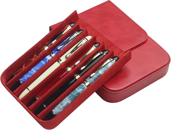 MIVLXLX Leather 6 Fountain Pen/Pencil Tray Case, Magnetic Closure - Image 9