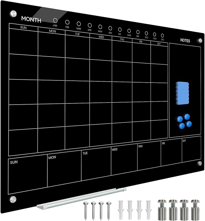 JYYPWB Magnetic Glass Whiteboard 36X24 Monthly Planner Calendar Dry Erase Board - Image 6