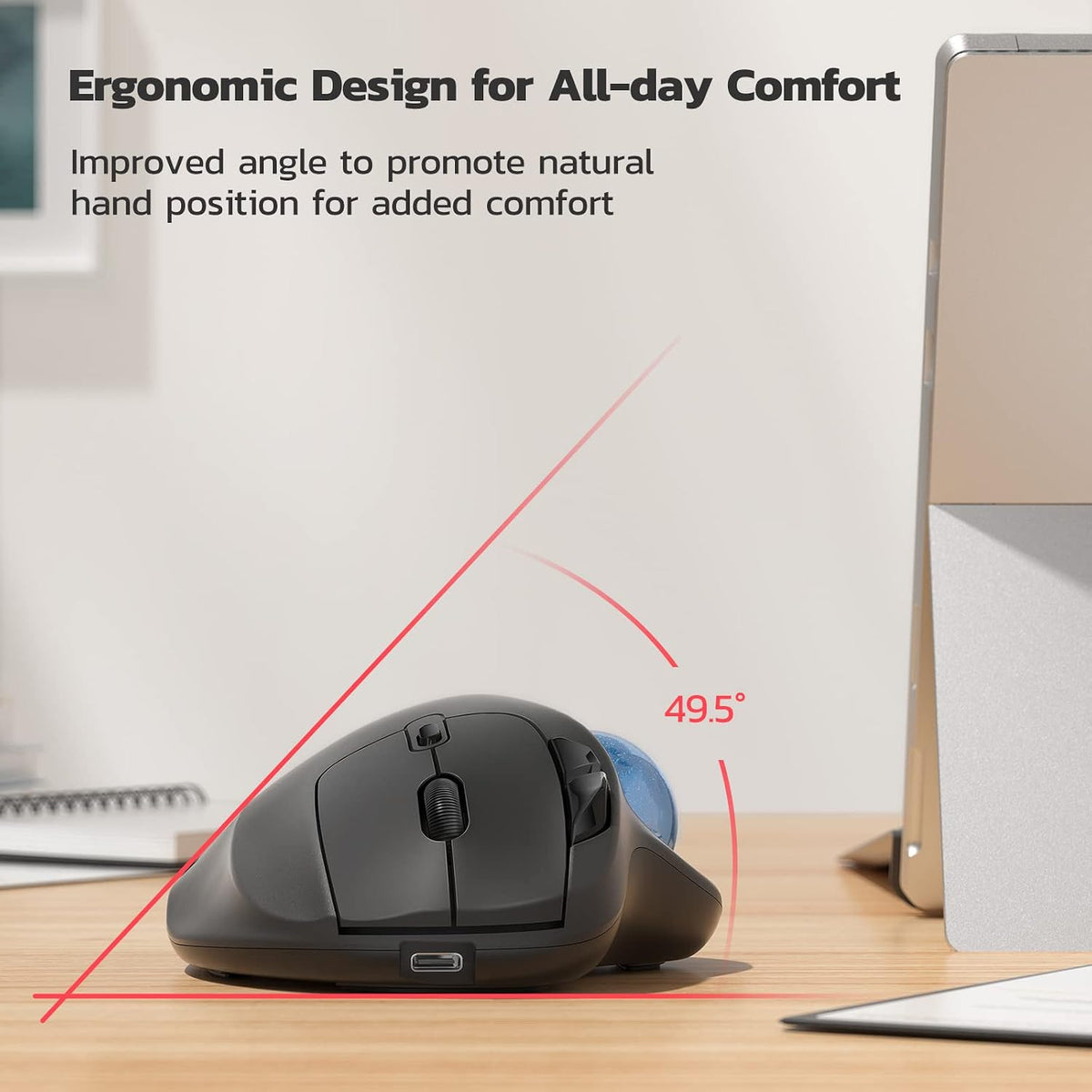 Nulea M501 Wireless Trackball Mouse Ergonomic Thumb Control, 4 DPI Levels
