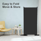 MAYOLIAH 3-Panel Black Room Divider 6ft Tall Folding Privacy Screen w/Flat Base - Image 4