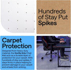 GORILLA GRIP Slip Resistant Clear Office Chair Mat for Carpet Floors, Smooth Rolling Glide Under Desk, Heavy Duty Plastic Computer Mats and Carpeted Floor Protector, Work and Gaming Chairs, 29x47