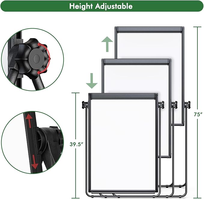 Stand White Board Magnetic 40 x 28 inches Dry Erase Board Double Sided Height - Image 2