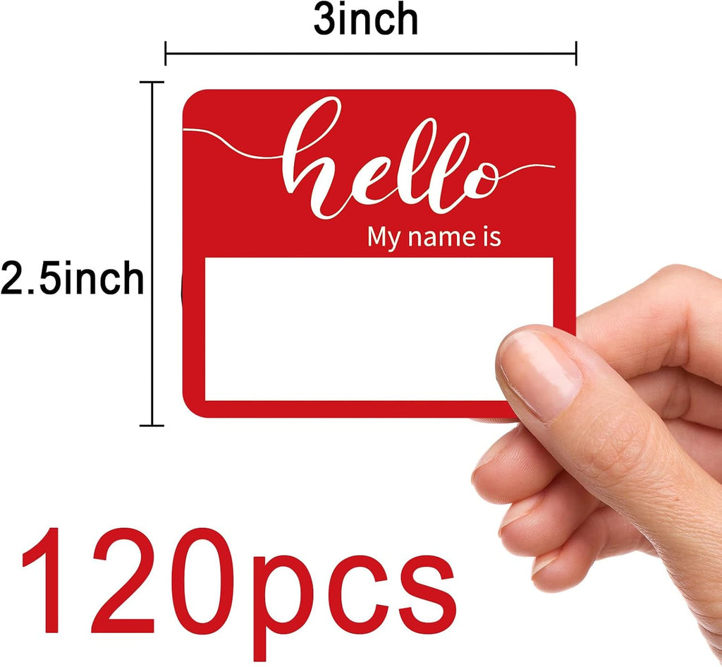 Name Tag Stickers, 120 Pcs Hello My Name is Stickers, (3" x 2.5") Adhesive Nametags Name Labels Sticker for School Classroom, Meeting, Conferences, Clothes, Office & Christmas