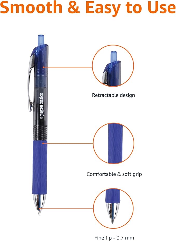 Amazon Basics Gel Pens Fine Point Smooth Writing Pens, Retractable, 12 Pack - Image 4