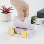 MultiBey Gold Sticky Note Holder Clear Acrylic Memo Pad Dispenser | Post Note Pad Holders Aesthetic Desk Supplies Organizer Accessories for Office Home Schools (Gold)
