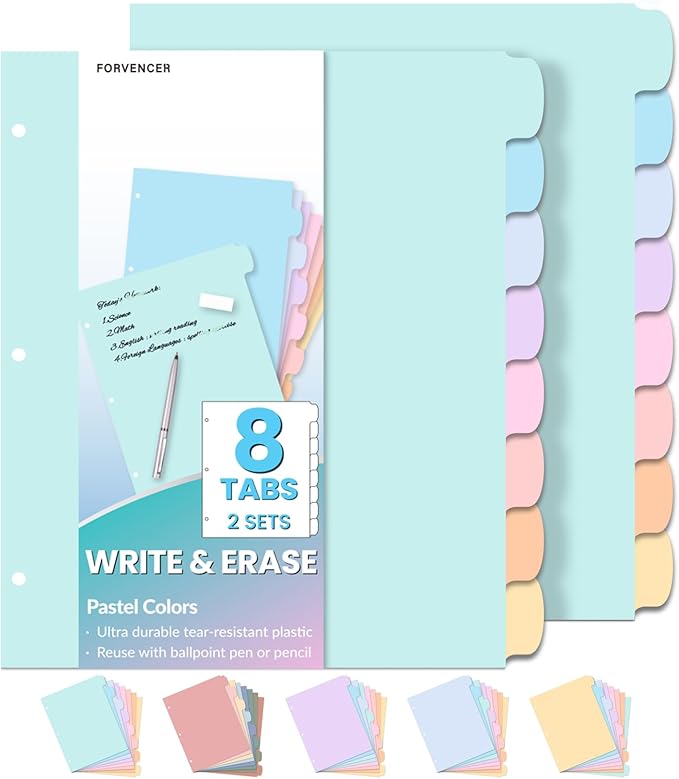 Forvencer 8-Tab Binder Dividers by Forvencer