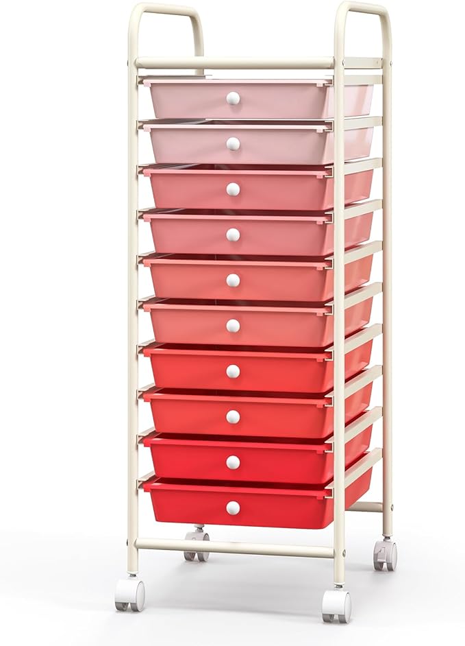 Giantex 10-Drawer Storage Cart w/Universal Wheel, Rolling Cart w/Handle by Giantex