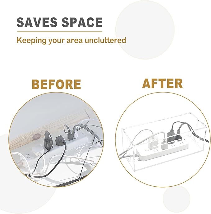 Cable Management Box, 2 Open Slots Cords Hider Box, Under Desk Power Strip - Image 4