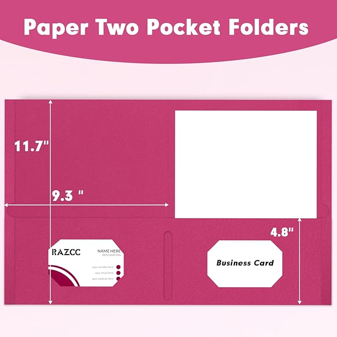 Two Pocket Folders, RAZCC 50 Pack 2 Pocket Folders Fit Letter Size Paper - Image 2