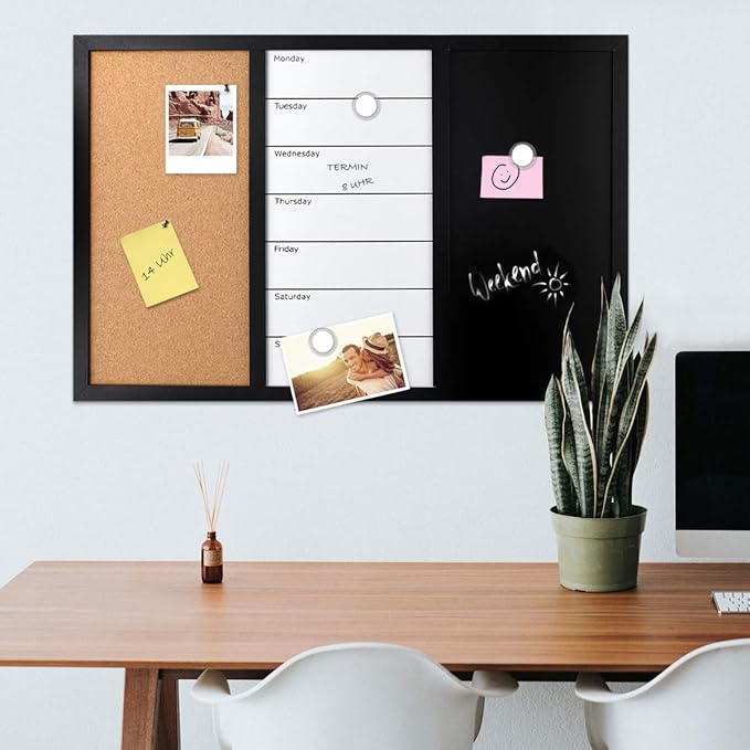 Navaris Combination Board Cork/Whiteboard/Chalkboard - Image 2