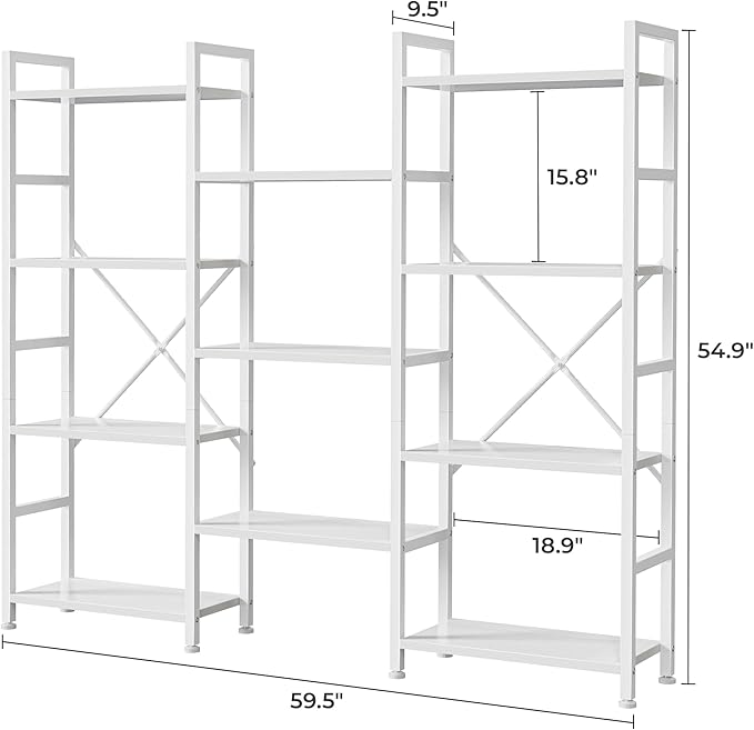 SUPERJARE Triple 4 Tier Bookshelf, Bookcase - Image 3