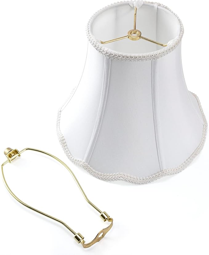 Bell Lamp Shade, Saangseon White Scalloped Lampshade Replacement, Lamp Harp - Image 5