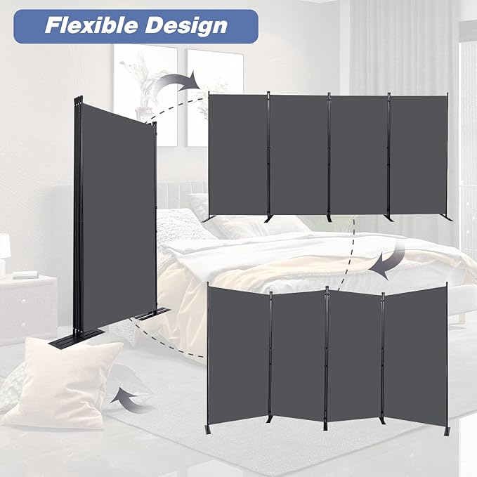 CHOSENM Room Divider, 4 Panel Folding Privacy Screens - Image 5