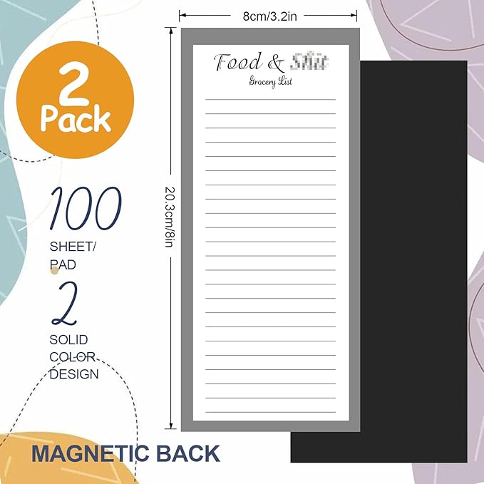 Utron 2 Pack Magnetic Notepads for Refrigerator, 100 Pages/Book Grocery List - Image 2