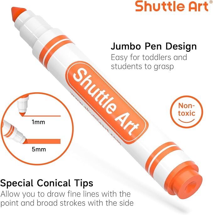 Shuttle Art 304 Pack Washable Markers, 8 Colors Broad Line Markers, Separate - Image 3