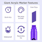 BIGTHUMB 3 Pcs Purple Jumbo Permanent Markers: 15mm Wide Tip Thick Acrylic - Image 3