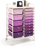 GOFLAME 15-Drawer Rolling Storage Cart, Craft Storage Cart