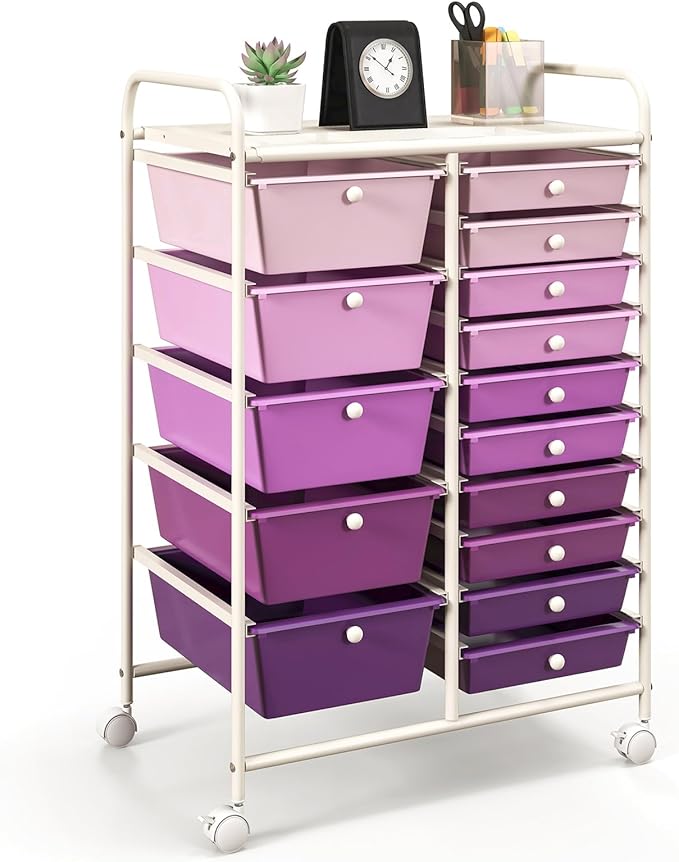 GOFLAME 15-Drawer Rolling Storage Cart, Craft Storage Cart by GOFLAME