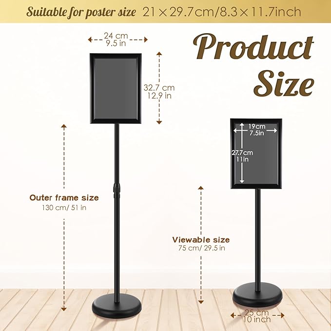 LEIFIDE 4 Pack Sign Holder Stand 8.5 x 11'' Adjustable Heavy Duty Pedestal - Image 2