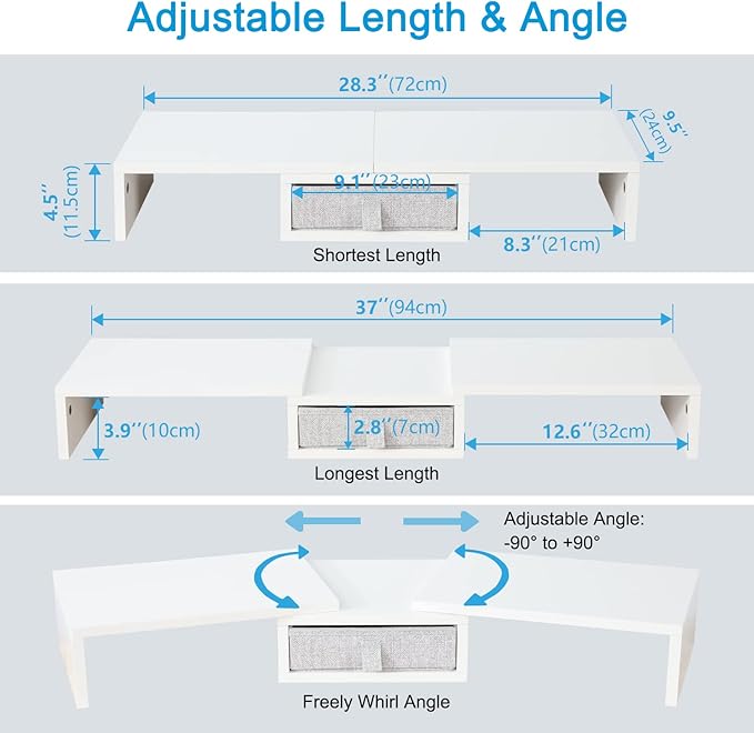 TEAMIX White Dual Monitor Stand Riser - Image 4