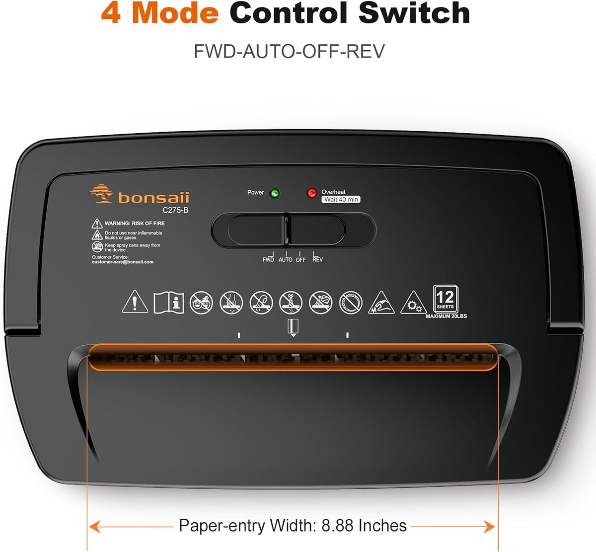 Bonsaii Micro Cut Paper Shredder, 12-Sheet, Home Office, 5.5-Gallon bin