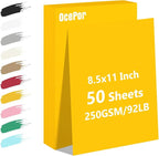 OcePor 50 Sheets Yellow Cardstock Paper, Colored Printer Paper 8.5 x 11 by OcePor