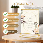 PPH-Sisy 8X10 Gold Frames Double Sided Acrylic Sign Holder Tabletop Picture - Image 3