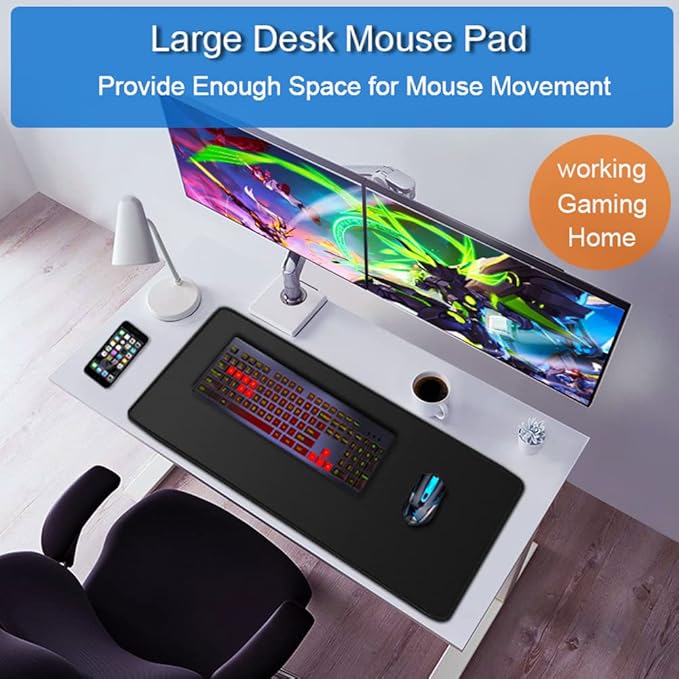 Large Gaming Mouse Pad, 31.5x15.7 inch Large Extended Computer Keyboard Mouse - Image 6