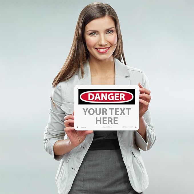 Custom OSHA Style Danger Sign 7" x 10" Aluminum Sign, Customizable "Your Text - Image 2