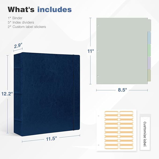 Ospelelf Vintage Hardcover 3 Ring 2 inch Leather Binder, Professional Binders - Image 5