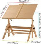 MEEDEN Wood Adjustable Drafting Table: 35.5" x 23.5" Art Drawing Desk | Art Table with Various Height & Tiltable - Rustic Artist Desk with Pencil Ledge and Ruler for Writing Reading Graphic Design