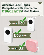 Phomemo Labels, D30/D30D Thermal Labels, 12mmX30mm Black On White, 3 Rolls | 0.47" x 1.18" D30D Waterproof Thermal Food Storage Stickers, BPA-Free Clean Tear for Home School Office Organization