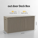PATIOEASY Outdoor Storage Box 80GAL Waterproof Resin Deck Box, UV-Resistant - Image 2
