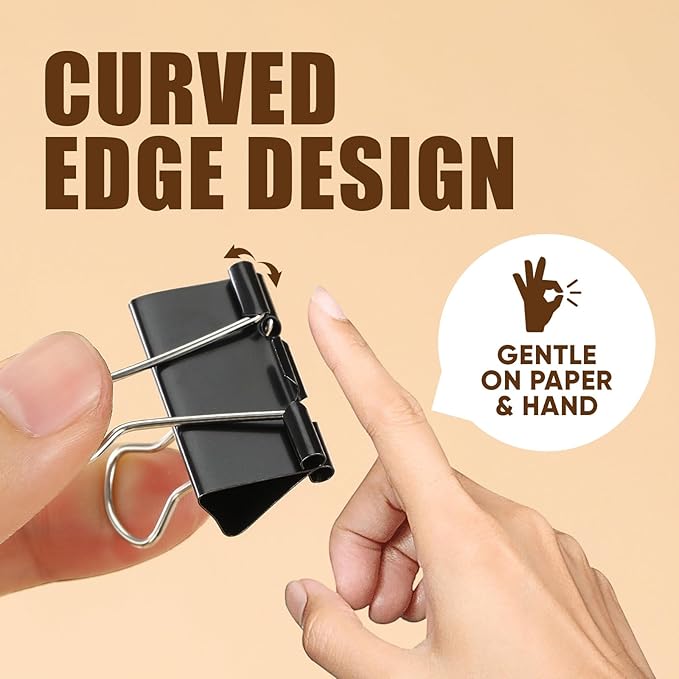 Binder Clips, Kalerr Black Binder Clip Medium, 1.25 Inches Office Clip - Image 5