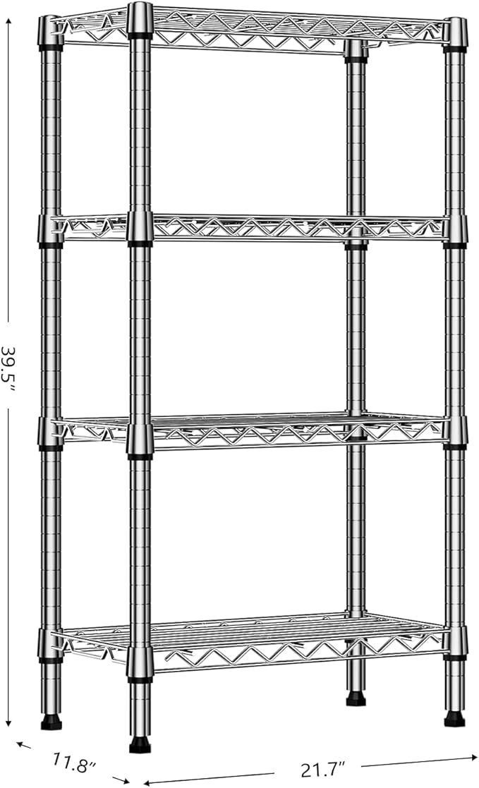M MZG 1000 lbs 4 Tier Shelf Metal Storage Shelves Wire Rack Closet Organizers - Image 3