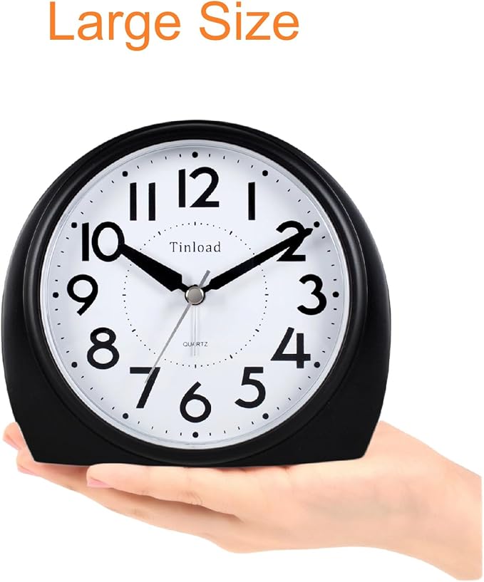Tinload 5.5" Large Analog Alarm Clock Silent Non Ticking, Gentle Wake, Beep - Image 2