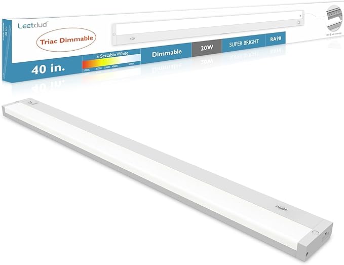 Leetdud LED Under Cabinet Lighting Hardwired or Plug in, 40 Inch 20W, Dimmable by Leetdud