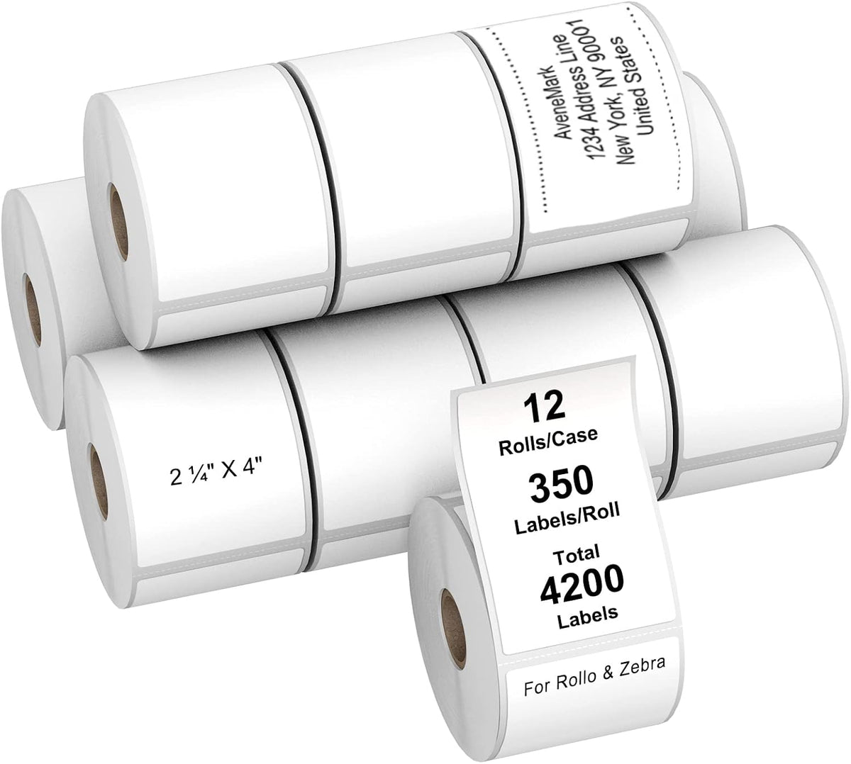 AveneMark 12 Rolls Direct Thermal Label 2.25" x 4" Shipping Labels