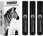 BIGTHUMB 3 Pcs Black Jumbo Permanent Markers: 15mm Wide Tip Thick Acrylic Paint - Image 2