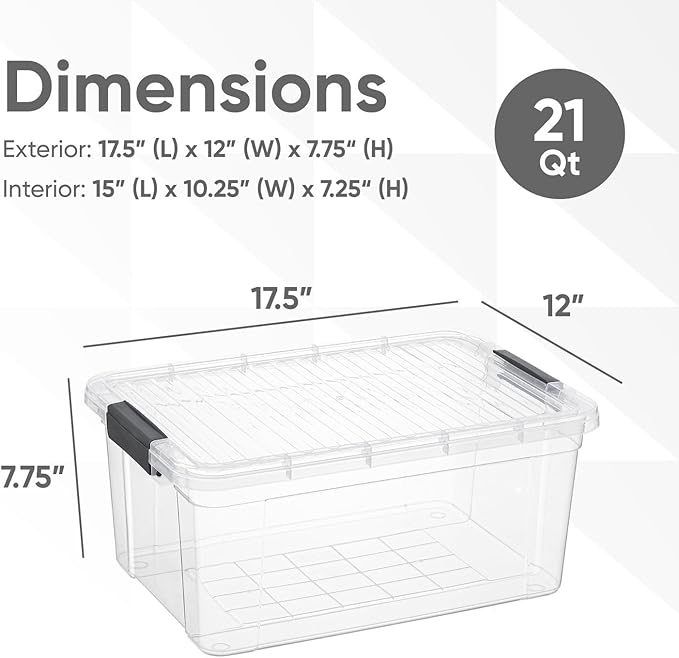 Superio Storage Bins with Lids- 2 Pack, 21 Qt Clear Boxes - Image 2