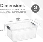 Superio Storage Bins with Lids- 2 Pack, 21 Qt Clear Boxes - Image 2