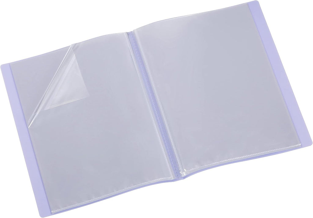Viquel - Propysoft Customisable Document Cover - A4 Format Binding - 120 Views (60 Pockets) - Transparent and Smooth Pockets - Translucent Purple