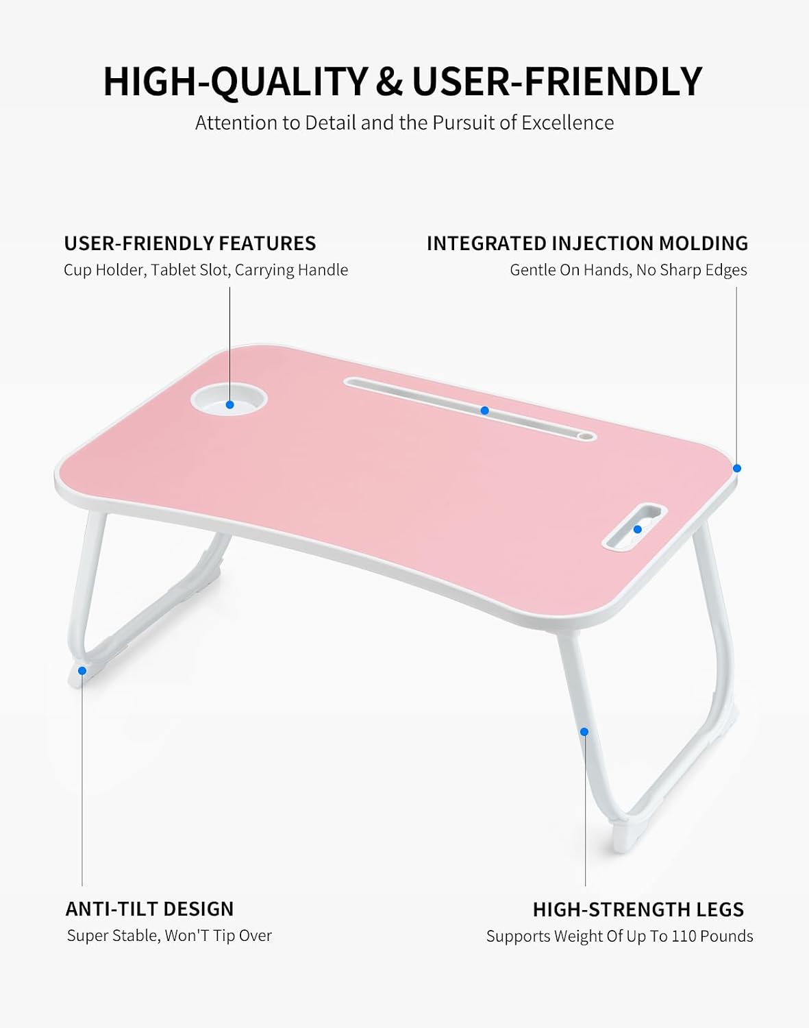 ZEAPTAC Laptop Bed Desk, Foldable Lap Desk, Portable Lap Table, Laptop Stand ...