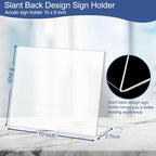 Wbtran Slanted Back Acrylic Sign Holder 8 x 10 Horizontal, Acrylic Stands - Image 2