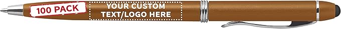 DISCOUNT PROMOS Custom Twist Action Plastic Stylus Pens, Personalized Bulk Pack by DISCOUNTPROMOS