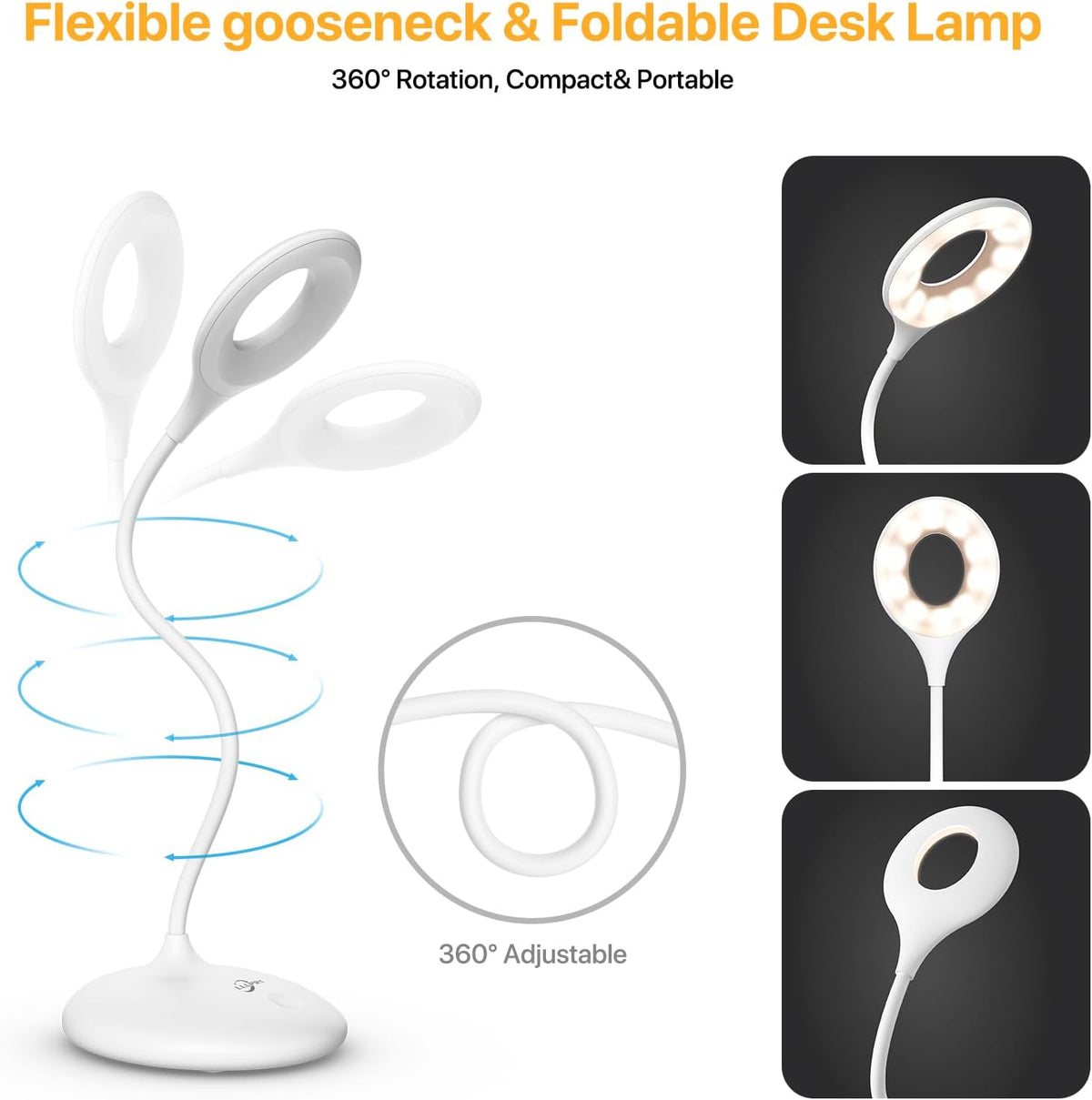 desk lamp with 670nm red light therapy for, front angle view