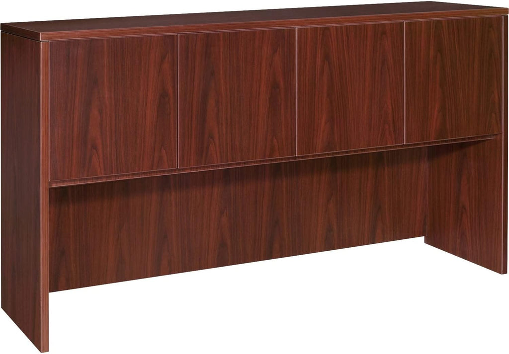 Lorell Hutch with Doors, 72 by 15 by 36-Inch, Mahogany