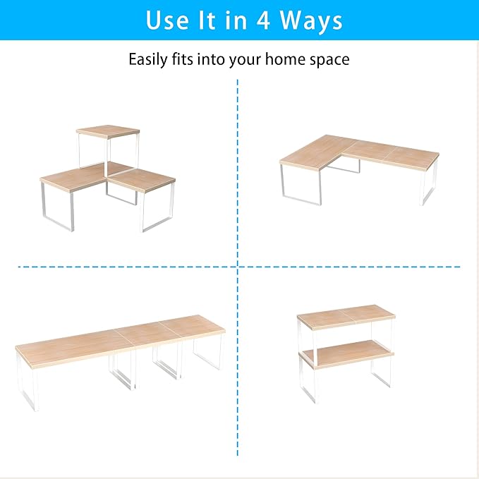 Golener Countertop Organizer Corner Shelf, 2 Tier Adjustable Stackable Corner - Image 7